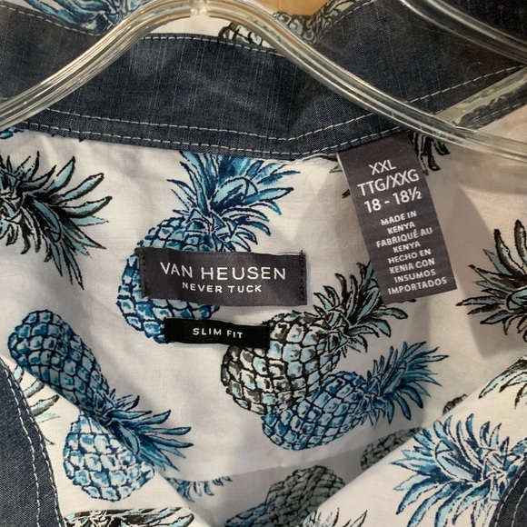 Van Heusen never tuck “Slim Fit” NWT Pineapple button front shirt size XXL - Picture 3 of 3